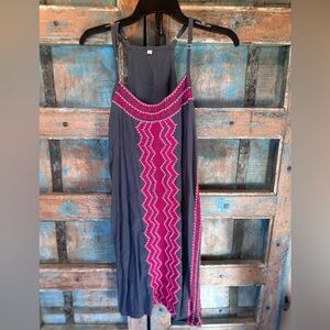 Pink and Gray Embroidered Women's Dress